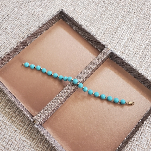Vintage 14k Turquoise Beaded Bracelet - Picture 6 of 9